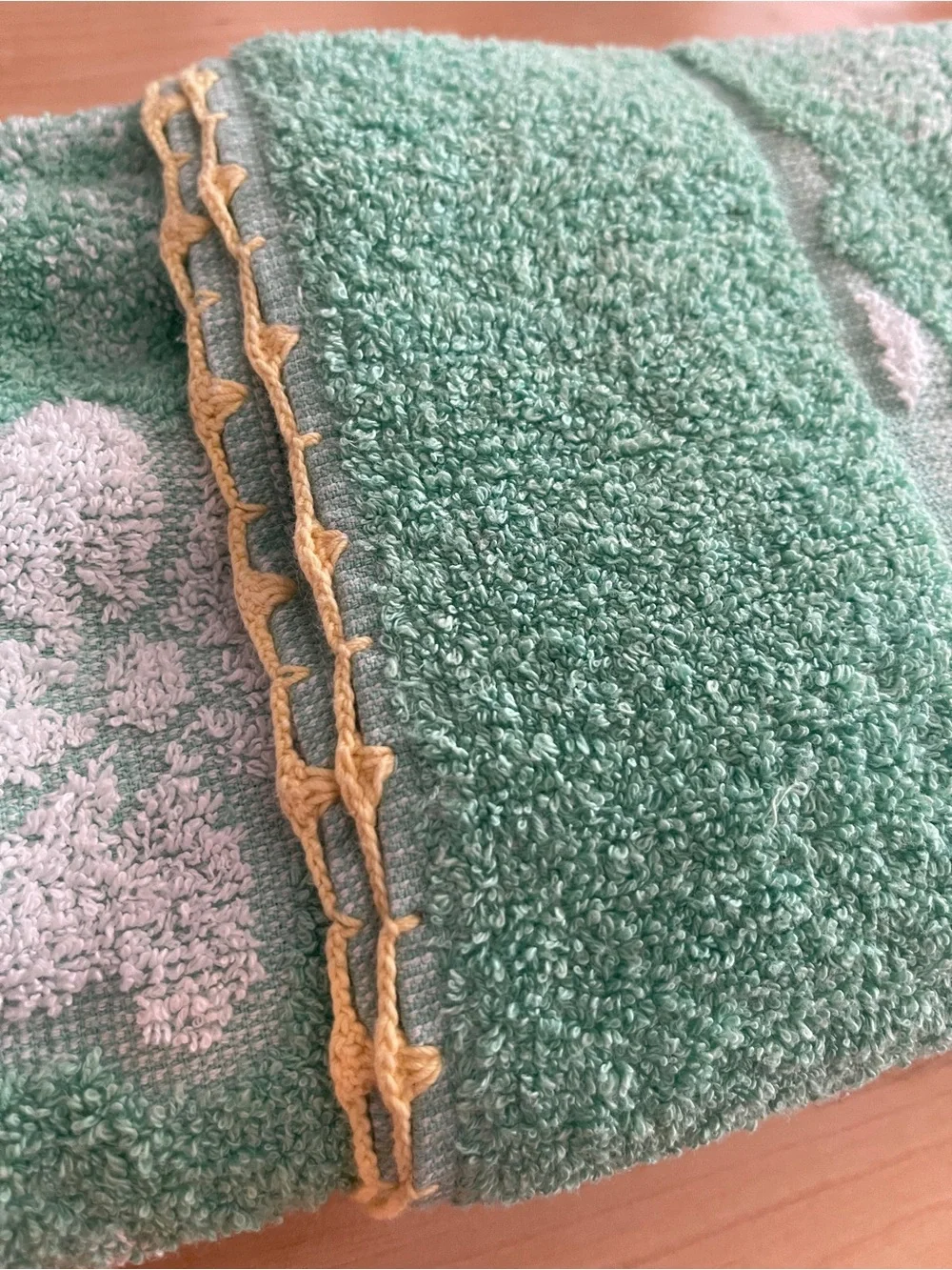 Vintage green floral bath towel